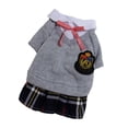 thumbnail image 3 of Ropa para mascotas, suave y cómoda, de poliéster, estilo universitario, para fiestas, cumpleaños, uso diario, falda de mujer, gris, L, 3 of 12