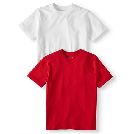 Wonder Nation Short Sleeve Crew Neck Tee Shirt Value, 2-Pack Set (Little Boys, Big Boys, & (Best Suits For Boys)