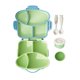 thumbnail image 2 of Caja de almuerzo Bento de microondas con utensilios – Recipiente compartimentado para almacenar alimentos, taza de salsa, sellos de silicona, lavavajillas, plástico, azul/morado/amarillo, 2 of 7