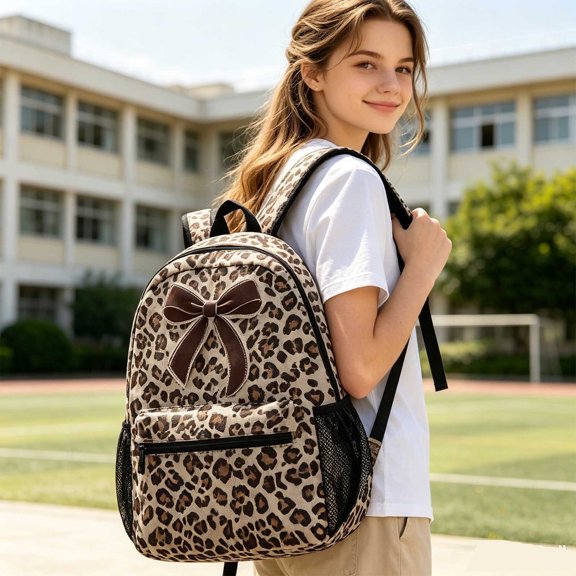 Women's Leopard Print Backpacks Multi‑Compartment Storage Padded Comfort Straps