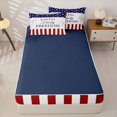 thumbnail image 4 of Manfei Stars Striped Zipper Queen Comforter Set with Fitted Sheet and 2 Pillowcases,Faith Family Freedom Print Zipper Bedding Set,Red White Navy Usa Flag Decor,Navy Blue Reversible,4pcs, 4 of 8