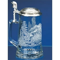 Bald Eagle German Beer Stein Etched Glass Beer Stein