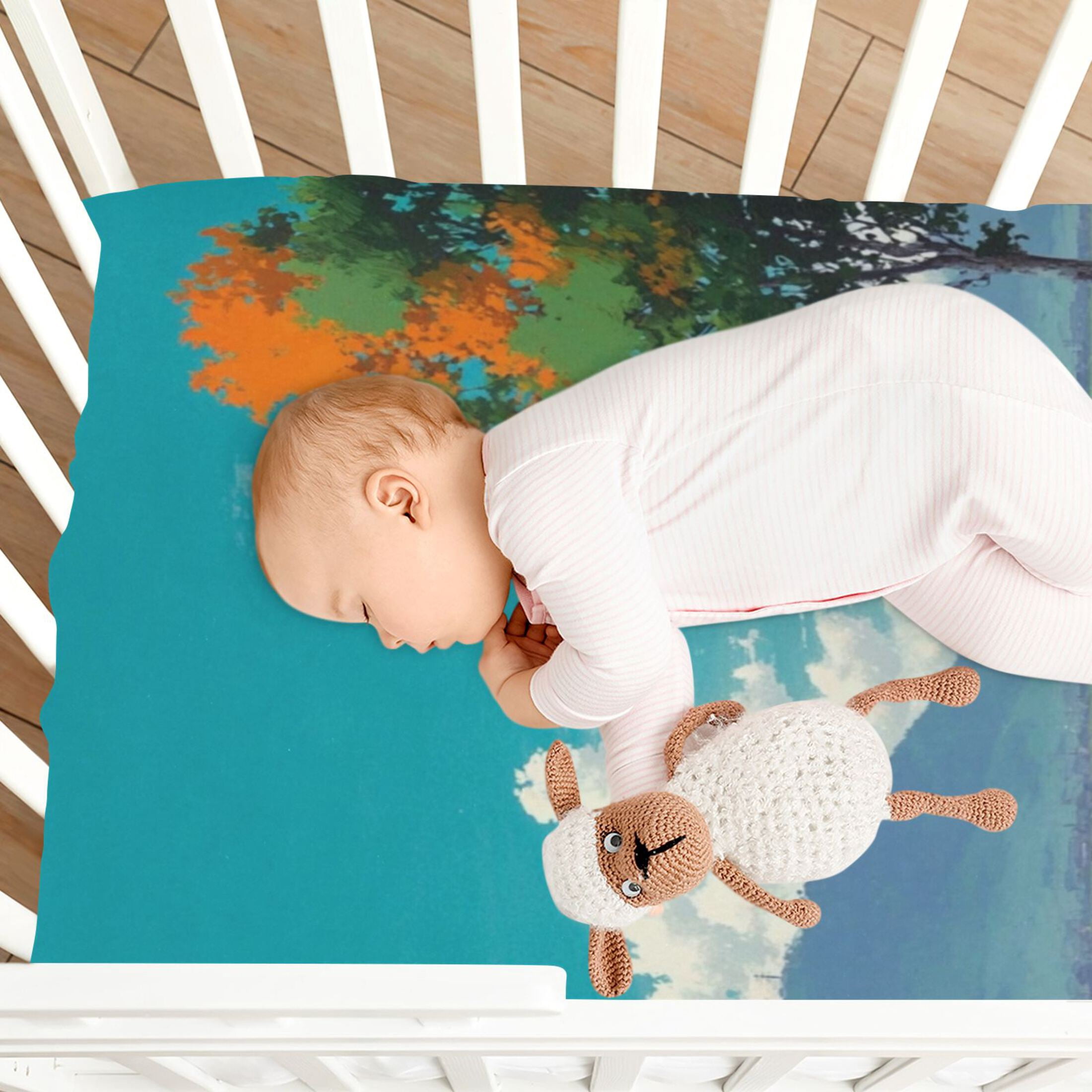 Baby Essentials 52”x 28”- Standard Cotton-like Modal Elastic- Patterns Full Of Autumn Charm Design Crib Sheets for Newborns and Toddlers