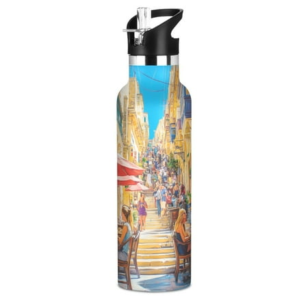 

Kids Insulated Stainless Steel Sports Water Bottle 600ml (20oz) BPA-Free Street Scene
