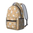thumbnail image 2 of White Cat and Fishbone Beige Pattern Backpack for School, Cute School Bag with Adjustable Shoulder Straps and Padded Back, 15.3"x11"x6.7", 2 of 5