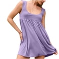 thumbnail image 1 of LOVZFMLL Robe à Pois pour Femme Nouvelle Collection Printemps/été à Col, Robe à Manches Courtes à Col, Longueur Genou, Violet m, 1 of 7