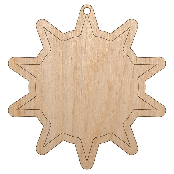 Sun Outline Wood Holiday Christmas Tree Ornament Unfinished DIY Pre-Drilled Craft