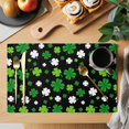 thumbnail image 2 of St Patricks Day Placemats Set of 12, Spring Farmhouse Country Green Shamrock Placemats for Dining Table, Place Mats for Kitchen Tabletop, Waterproof Wipeable Dining Table Mats Set, 2 of 9