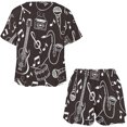 thumbnail image 4 of NICKSUN Pyjama d'Été 2 Pcs pour Femmes, Ensemble de Vêtements de Nuit Doux et Confortables avec Shorts de Détente, Notes d'Instruments de Musique, S, 4 of 7
