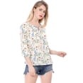 thumbnail image 2 of INSPIRE CHIC Women's Round Neck 3/4 Raglan Sleeve Drawstring Blouse, 2 of 6
