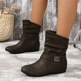 thumbnail image 3 of NECHOLOGY Botas Mujer Adulto Femenino Zapatos Botines mujer Elegantes y versátiles botas de hebilla con de arrugas grises, botines de mujer de corte bajo y tacón bajo (Grey, 8), 3 of 6
