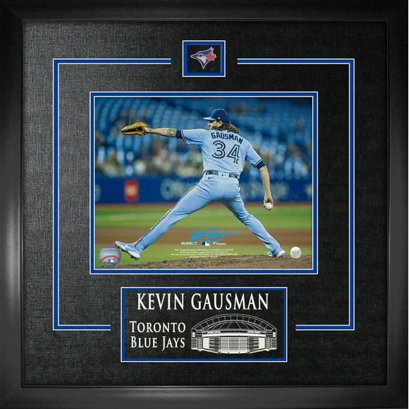 Kevin Gausman Photo Encadrée 8x10 Signée Toronto Blue Jays Light Blue Wind Up Vue arrière