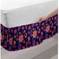 thumbnail image 2 of Exotic Bed Skirt, Digital Art Elements Floral Rose Palmatia Rhythmic Print in Vivid Colors, Elastic Bedskirt Dust Ruffle Wrap Around for Bedding Decor, 4 Sizes, Navy Blue Multicolor, by Ambesonne, 2 of 2