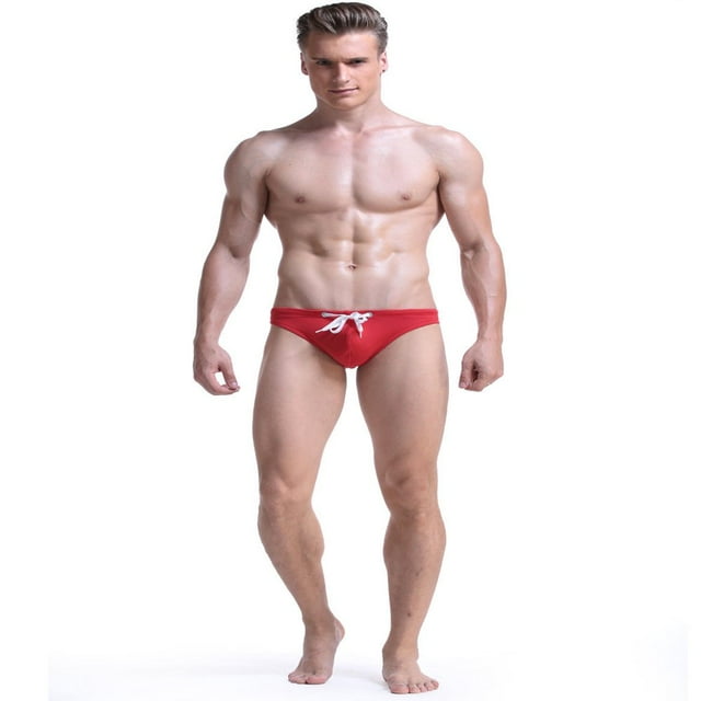 Men Swimsuit Briefs Solid Color Swim Shorts Swimwear Men‘s Swimming Suit