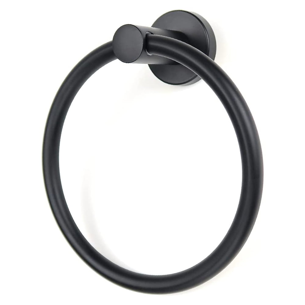 VIVEFOX Towel Ring, Matte Black Towel Holder, Hand Towel Holder, Modern Circle Towel Hanger, Round Towel Rack Wall Mounted