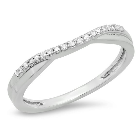Dazzlingrock Collection 0.11 Carat (ctw) 14K Round Diamond Ladies Anniversary Wedding Guard Contour Band, White Gold, Size 8.5