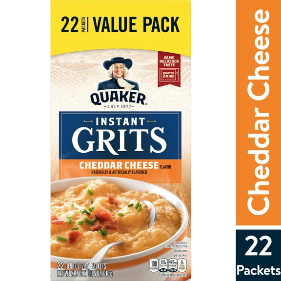 Quaker, Instant Grits, Cheddar Cheese, 0.99 oz, 22 Packets, 1 Box