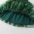 thumbnail image 4 of LOINRODI Toddler Girls Christmas Tulle Dress, Tiered Skirt Adjustable Straps Sleeveless Pom Pom Decor Cute Star Print Holiday Tutu Cake Dress Green Size 4 T, 4 of 9