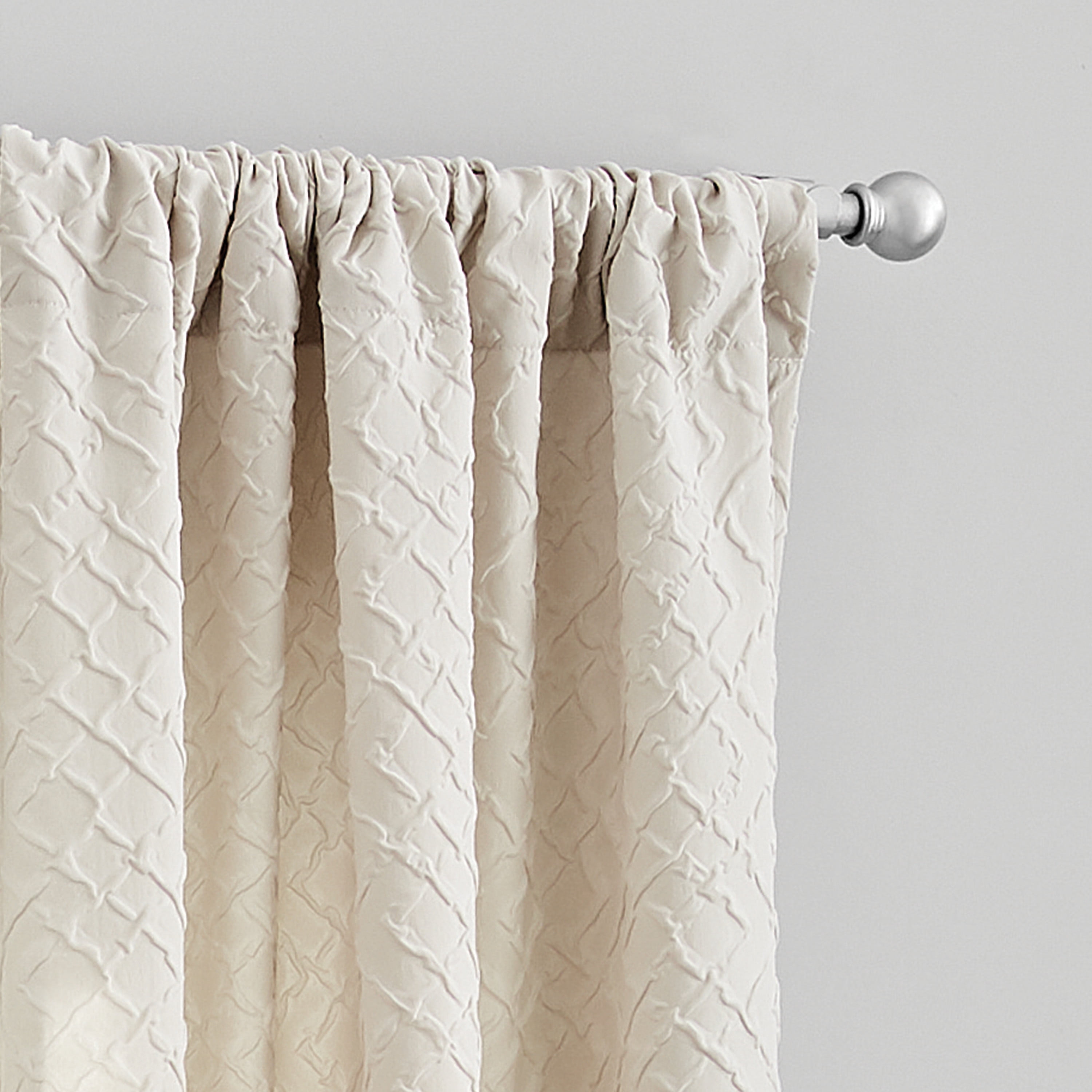 Mainstays Microsculpt Geo Zig Zag Rod Pocket Curtain Pair, Set of 2, Beige, 37" W x 63"L