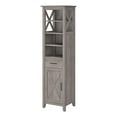 thumbnail image 1 of Bowery Hill Transitional Engineered Wood Tall Bookcase Cabinet in Gray, 1 of 7