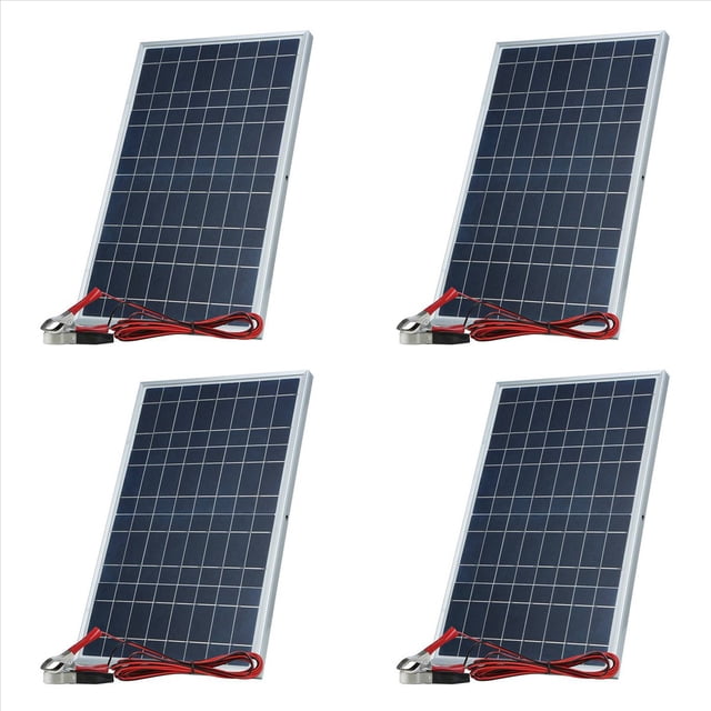 4X Kit de Panel Solar de 12 V, Generador de Células Solares Recargable Portátil para Exteriores de 30 W de Potencia Completo para el Hogar