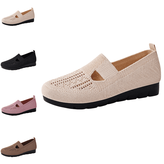 Orthopedic Shoes for Women Lightweight Breathable Mesh Slip On Hiking Walking Shoes Flying Weave Comfortable Running Sneakers Non-Slip Workout Casual Fashion Shoes Beige 10 [EU-43]