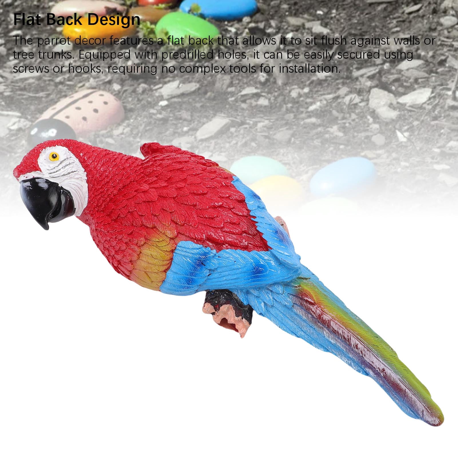NFTIGB Realistic Hanging Parrot Wall Decoration Flat Back High Strength Resin Statue Figurine for Outdoor Lawn Garden Patio Decor, Right Side Red, 13.78 inches / 35.0 cm