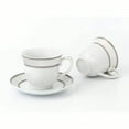 thumbnail image 2 of 8 Ounces Silver Porcelain Tea/Coffee Set (4-piece set) This charming 4-piece porcelain tea/coffee cup and saucer set is housed in a beautiful, elegant rectangular black box. It is suitable for 4 peop, 2 of 4