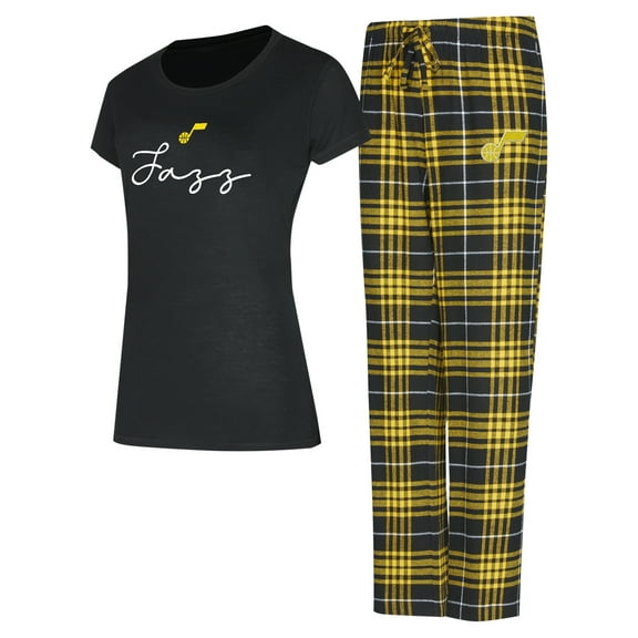 Women's Concepts Sport Black/Gold Utah Jazz Vector Top & Flannel Pants Sleep Set