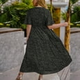 thumbnail image 4 of Zpanxa Women's Plus Size Summer Dresses, Sexy V Neck Short Sleeve Printing Dress, Oversize Elegant Loose Casual Dress, Large Size Long Dress Maxi Dress Black XL, 4 of 7