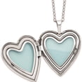 thumbnail image 3 of Sterling Silver Platinum-Plated Diamond Mystique Heart Locket Necklace (18 X 19.6) Made In United States qls946, 3 of 5