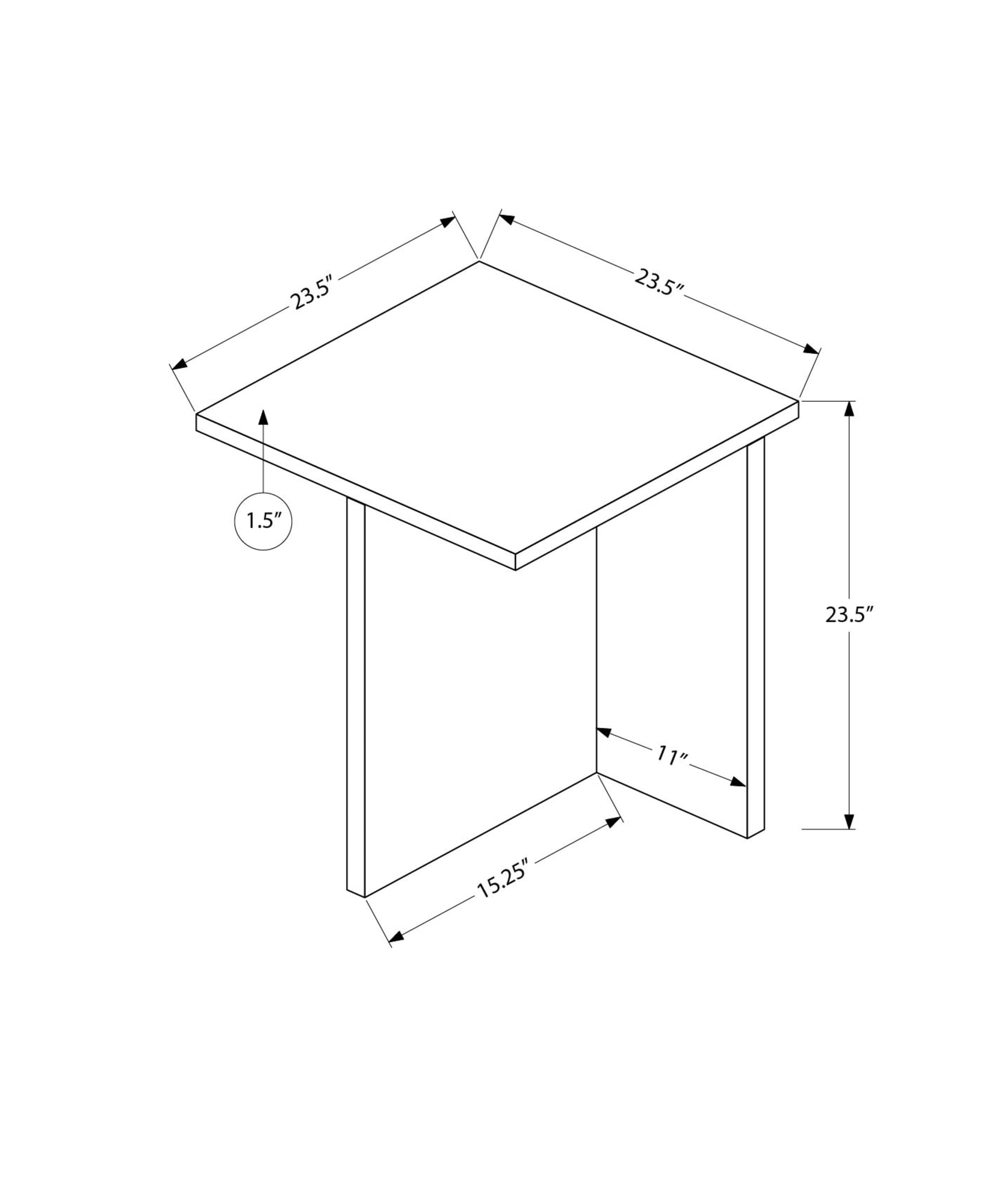Monarch Specialties - I 2892 Accent Table, 24"H, End, Bedroom, Travertine Stone-Look Laminate