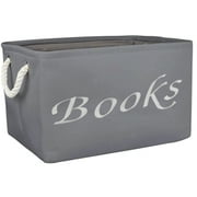 Embroidered Book Tote Bin - Storage Book Basket