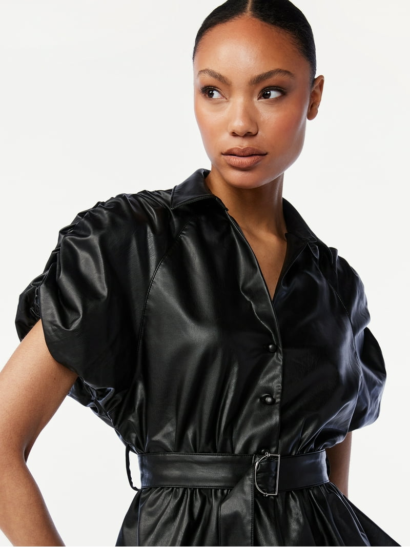 slim fit dress slacks Gothic Peplum Corset Mini Dress in Black Faux Leather with Tafta –  Wholesalenext
