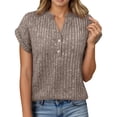 thumbnail image 2 of T Shirts for Women 2026 Summer Short Batwing Sleeve V Neck Ribbed Dressy Casual Office Work Tshirt Blouse, 2 of 6