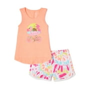 Wonder Nation Girls Graphic Tank Top and Shorts, 2-Piece Outfit Set, Sizes 4-18 & Plus