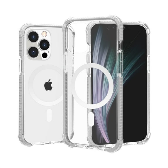 ELEHOLD Acrylic Clear Wireless Charging Case for iPhone 13 Pro Max 6.7 inch.Support Magsafe Feature Anti-Scratch Shockproof Clear Four Corner Cushion Anti-Dropping Full Body Protection Case, White