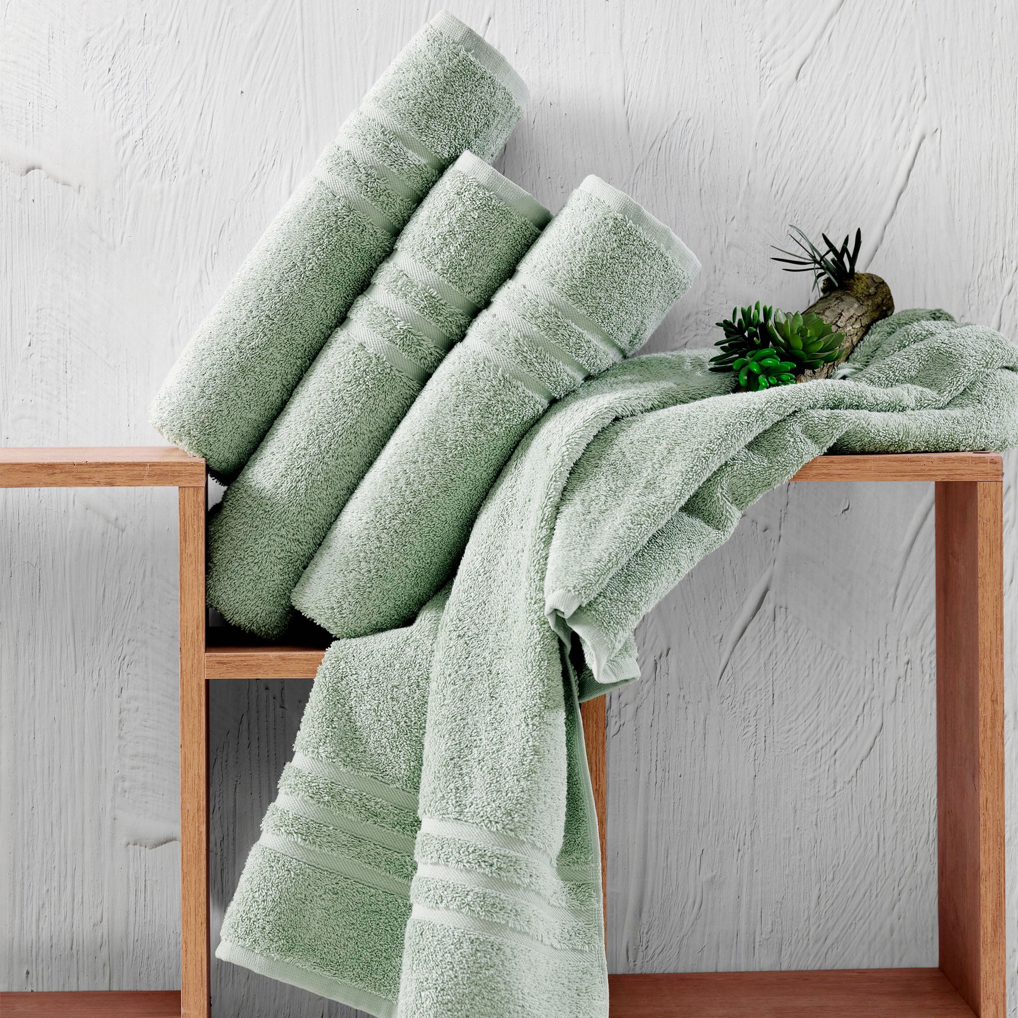 Hawmam Linen Light Green Bathroom Set - 12-Piece Towels - Includes 4 Bath Towels, 4 Hand Towels, 4 Washcloths - Soft, Fluffy, Quickdry, Luxury 100% Turkish Cotton, 600 GSM, Eco-Friendly, Hotel