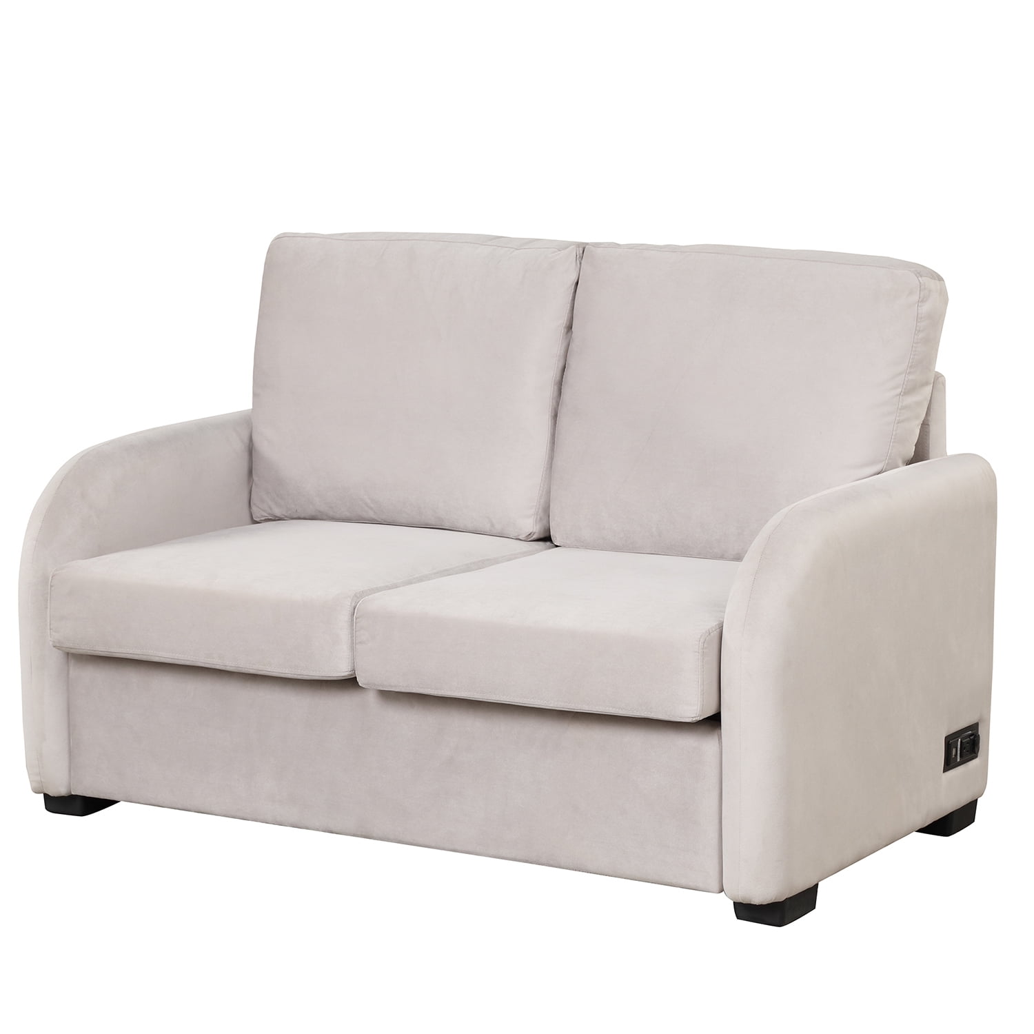 Kadyn Pull Out Sofa Bed, Loveseat Sleeper Sofa Bed with USB Charging Port and 3-pin Plug, Convertible Sofa Bed with Twin Size Mattress Pad, Beige Kadyn Pull Out Sofa Bed, Loveseat Sleeper Sofa Bed with USB Charging Port and 3-pin Plug, Convertible Sofa Bed with Twin Size Mattress Pad, Beige