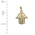 thumbnail image 2 of 18K Solid Yellow Gold Zircon stones Filigree open Hamsa Fatima Hand Pendant, 2 of 3