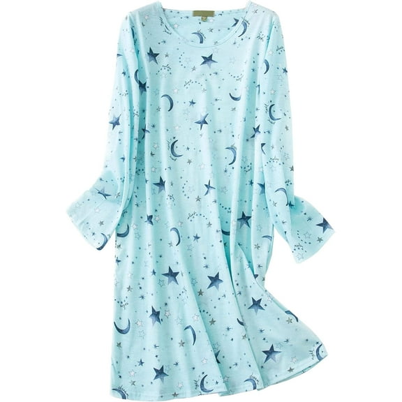 FOREEMME Women's Cotton Sleepwear Long Sleeves Nightgown Sleep Shirts Night Shirts Night Gown House Dresses Ladies Night Dress