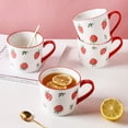 thumbnail image 2 of Taza de café grande de cerámica de 350 ml, taza de té blanca con diseño de fresas, juego de 1, sopa, té, cereales, helado, apta para lavavajillas y microondas, 1 paquete brillar Hogar, 2 of 3