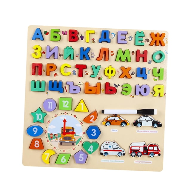 Rompecabezas Alfabeto Ruso Juego Tablero Madera Palabras Didáctico Niños Desarrollo Reconocimiento Figuras Material Madera Adecuado para Actividades