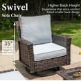 thumbnail image 4 of 2-Piece Outdoor Swivel Chairs, Wicker Patio Club Lounge Chairs With Backrests & Cushions for Garden, Pool, Porch, Yard, Light-gray, 4 of 9