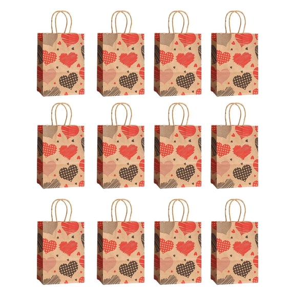 12PCS Valentine’s Day Heart Kraft Gift Bags Handcrafted Party And Decoration Packaging for Couples