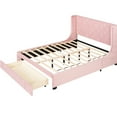 thumbnail image 7 of Pink Upholstered Queen Size Storage Bed With Wingback Headboard And Ample Drawer On Platform Velvet Upholstery - Strong Contemporary, 7 of 7
