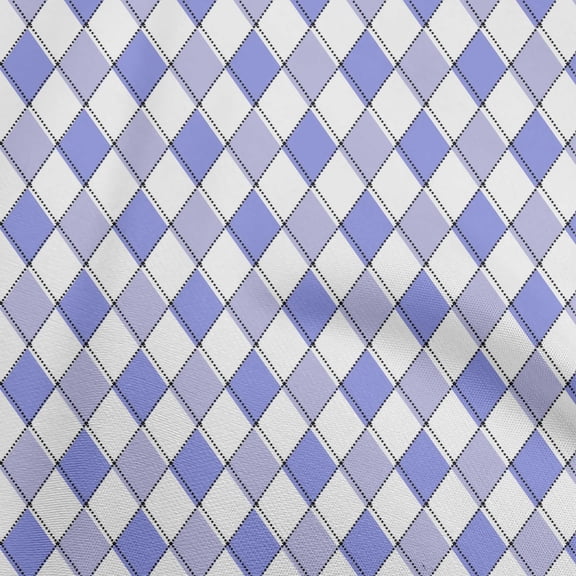 oneOone Cotton Flex Medium Purple Fabric Argyle Sewing Material Print Fabric By The Yard 40 Inch Wide
