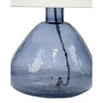 thumbnail image 4 of Benjara Navi 17 Inch Table Lamp, White Linen Drum Shade, Blue Glass Curved Body, 4 of 5