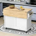 thumbnail image 3 of Glavbiku Kitchen Island Cart with Drop Leaf Countertop,Sliding Barn Door,Adjustable Height,White, 3 of 14