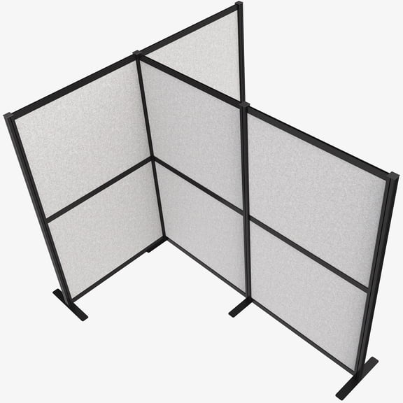 VIVO T-Shaped Modular Wall System, 4 Panels, Office Cubicle Dividers Black Frame